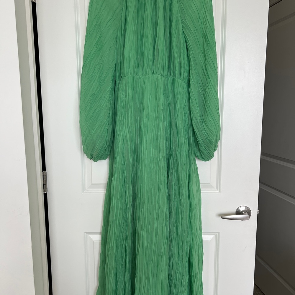 ASOS Design crinkle pleat blouson sleeve high neck maxi dress NWT